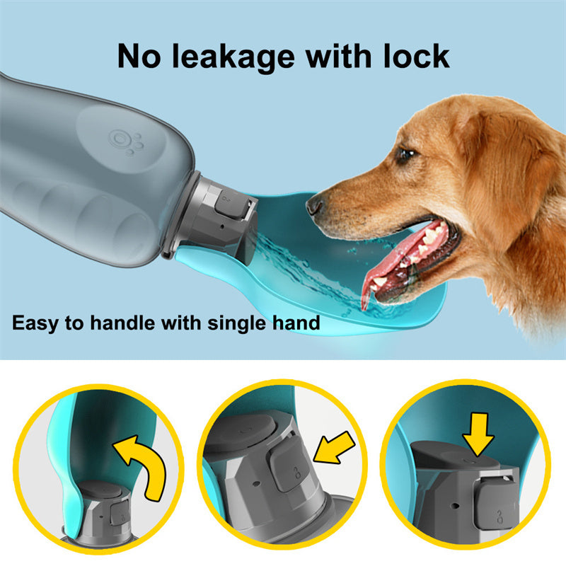 800ml Dogs Water Bottle Portable High Capacity Leakproof Pet Foldable Drinking Bowl