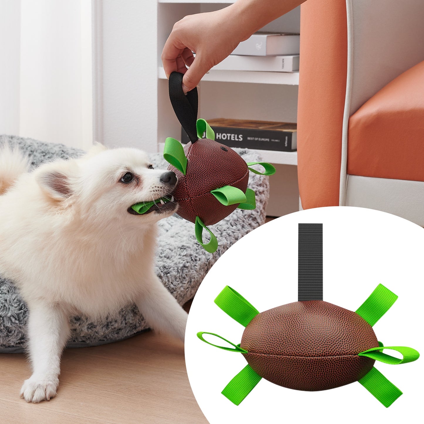 Dog Rugby Football With Strapes, Interactive Dog Toys For Boredom