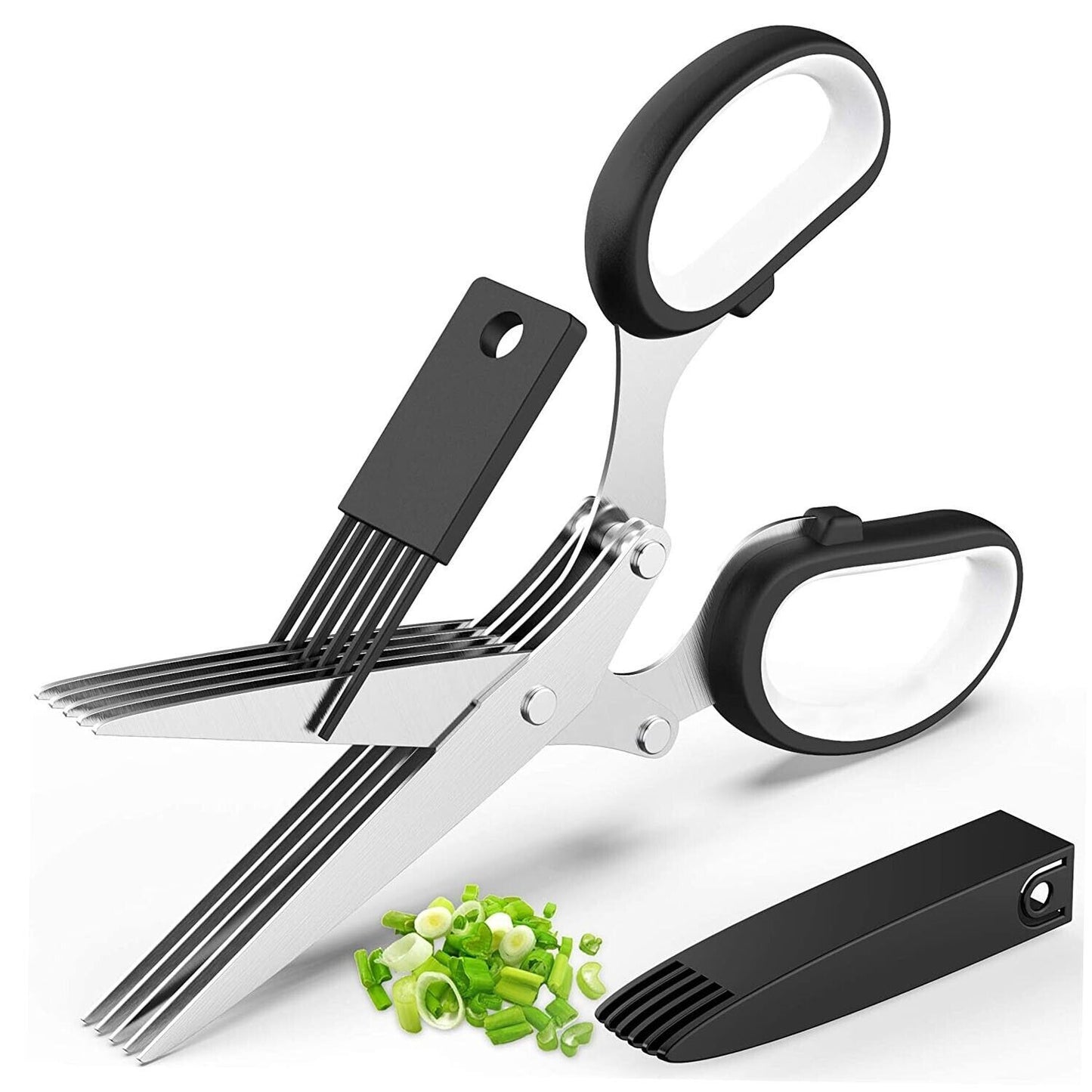 Herb Scissors Set With 5 Blades And Cover - Multipurpose Kitchen Shear