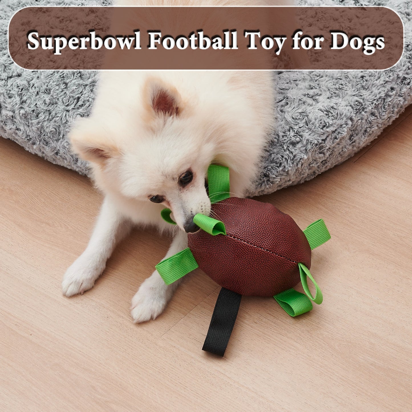 Dog Rugby Football With Strapes, Interactive Dog Toys For Boredom